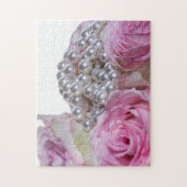 4008 – ホワイト&ピンクのバラと真珠と露パズル ジグソーパズル (縦)