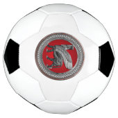 [400]アッシリア翼ブル：シルバーとブラックラマス サッカーボール (回転)