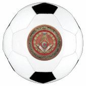 [400]マスターメイソン – 金ゴールドスクエア&コンパスズ サッカーボール (正面)