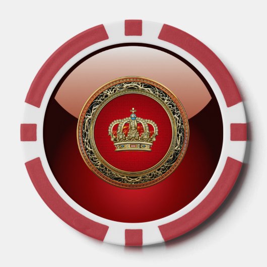 [400]王子様プリンセス王妃クラウン[Belg.金ゴールド] ポーカーチップ (正面)