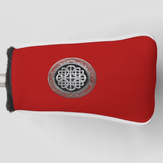 [400]神聖なケルト族の銀製の結び目の十字 ゴルフヘッドカバー (正面)