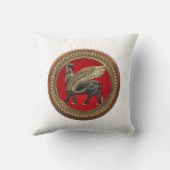 [400] Assyrian Winged Bull: Gold and Black Lamassu クッション (裏面)