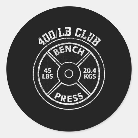 400 Lbs Pound Bench Press Club Gym Weightlifting P ラウンドシール (正面)