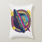 404 Gravity Not Found -レトロ宇宙ポップ・アートのアート アクセントクッション (正面(垂直))