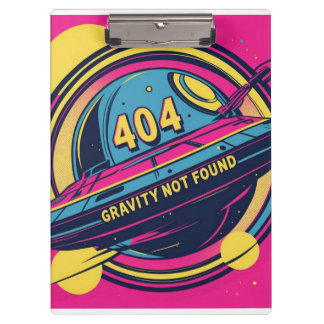 404 Gravity Not Found -レトロ宇宙ポップ・アートのアート クリップボード