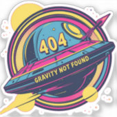 404 Gravity Not Found -レトロ宇宙ポップ・アートのアート シール (正面)