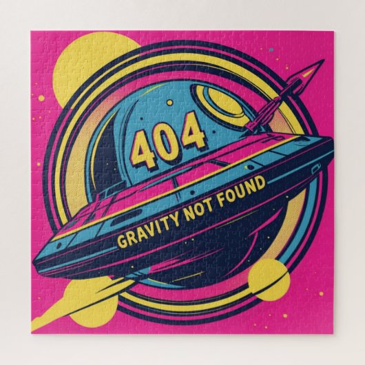 404 Gravity Not Found -レトロ宇宙ポップ・アートのアート ジグソーパズル (縦)