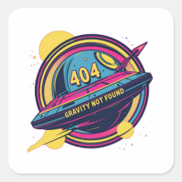 404 Gravity Not Found -レトロ宇宙ポップ・アートのアート スクエアシール