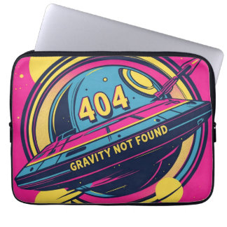 404 Gravity Not Found -レトロ宇宙ポップ・アートのアート ラップトップスリーブ