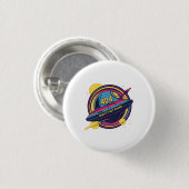 404 Gravity Not Found -レトロ宇宙ポップ・アートのアート 缶バッジ (正面&裏面)