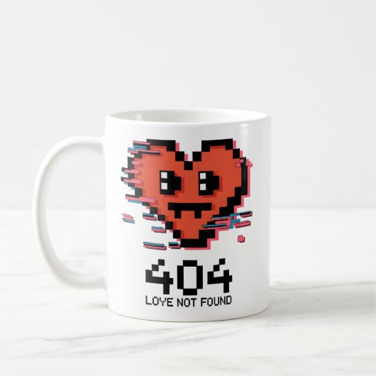 404 Love Not Found – ピクセルのエラーハート コーヒーマグカップ (左)