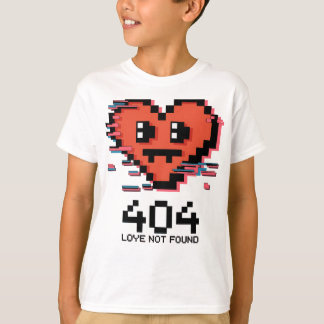 404 Love Not Found – ピクセルのエラーハート Tシャツ