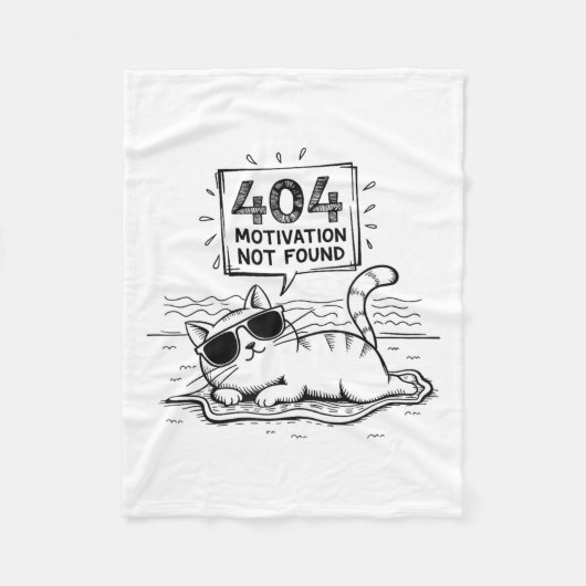 404 Motivation Not Found Funny Lazy Cat Humor Cat  フリースブランケット (正面)