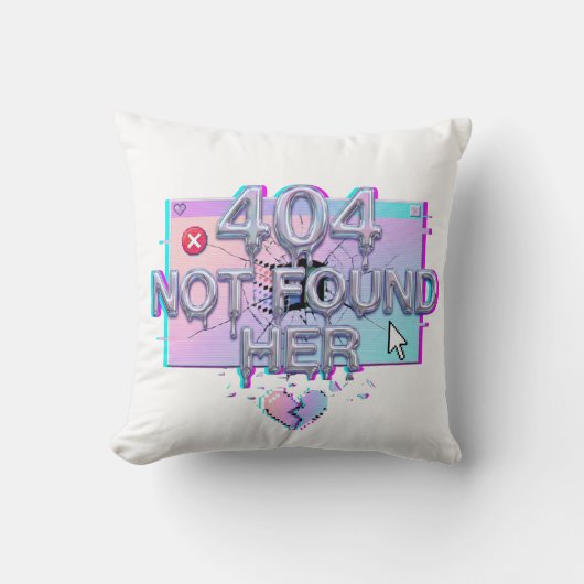 404 Not Found 乙女心Y2Kバグ面白い別れシングル クッション (正面)