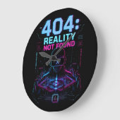 404 Reality Not Found Cyberpunk VR Wall Clock ラージ壁時計 (傾斜)