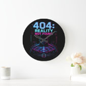 404 Reality Not Found Cyberpunk VR Wall Clock ラージ壁時計 (ホーム)