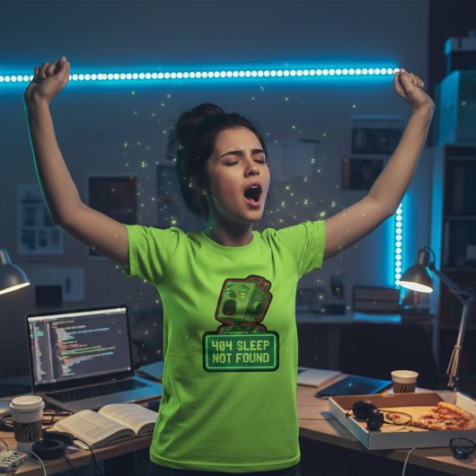 404 Sleep Not Found – Funny Tech Pixel Robot Tシャツ