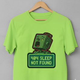 404 Sleep Not Found – Funny Tech Pixel Robot Tシャツ