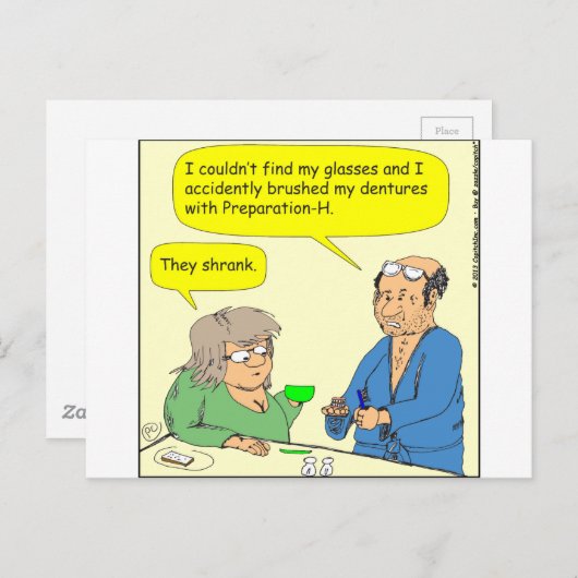 408入れ歯の痔核クリームカートゥーン ポストカード (正面/裏面)