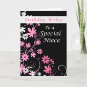 4084姪の誕生日がピンクと黒を願う カード (正面)