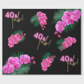 40&ファブ！ネオンピンク金ゴールドブラックトロピカル誕生日 ラッピングペーパー (フラット)