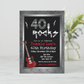 40 ロックス ロックスター ギター 40歳の誕生日 ご招待 招待状 (スタンド正面)