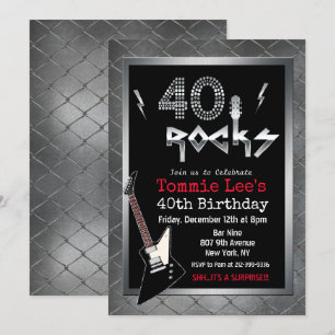 40 ロックス ロックスター ギター 40歳の誕生日 ご招待 招待状