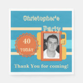 40 男性へ今日の写真名ブルーパーティー スタンダードランチョンナプキン (正面)