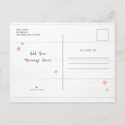 40 &素晴らしいフォイルの風船スターズオンウッド誕生日 インビテーションポストカード (裏面)