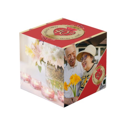 40/15周年記念結婚Rubyフォトキューブ フォトキューブ (正面アングル)