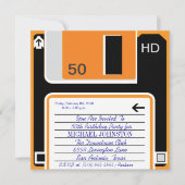 40.50,60経過レトロフロッピーディスク誕生日招待状 招待状 (正面)