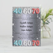 40 60 70th birthday silverグリッターdrips invitation 招待状 (スタンド正面)