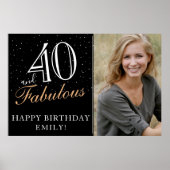 40 and Fabulous Black 40th Birthday Party Photo ポスター (正面)
