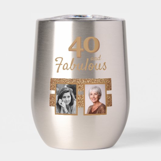 40 and Fabulous Gold Glitter 2 Photo 40th Birthday (正面)