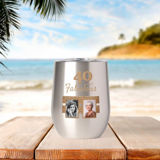 40 and Fabulous Gold Glitter 2 Photo 40th Birthday (ビーチ (回転後))