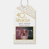 40 and Fabulous Gold Glitter Photo 40th Birthday  ギフトタグ (正面)