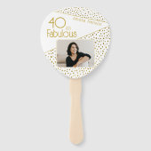 40 and Fabulous Gold Glitter Photo 40th Birthday  ハンドファン (裏面)