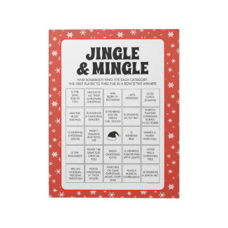 40 Christmas Jingle & Mingle Bingo Game Sheets ノートパッド
