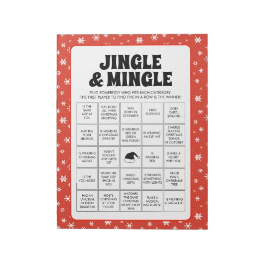 40 Christmas Jingle & Mingle Bingo Game Sheets ノートパッド (回転)