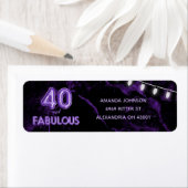 40 & Fabulousパープル&ブラック40th誕生日 ラベル (インサイチュ)