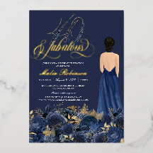 40 & Fabulousブルーエレガント&金ゴールド誕生日実在