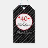 40 & Fabulous誕生日フォトブラックサンキュー ギフトタグ (正面)