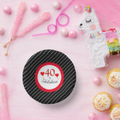 40 & Fabulous赤40th誕生日白黒ストライプ ペーパーボウル (パーティー)