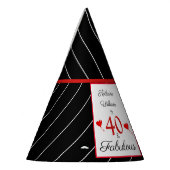 40 & Fabulous 40th誕生日フォトブラック&ホワイト パーティーハット (左)