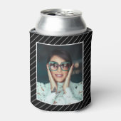 40 & Fabulous 40th誕生日フォトブラック&ホワイト 缶クーラー (缶正面)