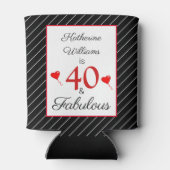40 & Fabulous 40th誕生日フォトブラック&ホワイト 缶クーラー (裏面)