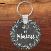 40 & Fabulous - 40th Birthdayカスタム Keychain キーホルダー (正面)