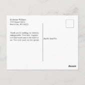 40 & Fabulous 40th Birthday Photo Black Thank You ポストカード (裏面)