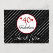 40 & Fabulous 40th Birthday Photo Black Thank You ポストカード (正面)