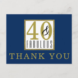 40 & Fabulous Birthday Party Thank You ポストカード